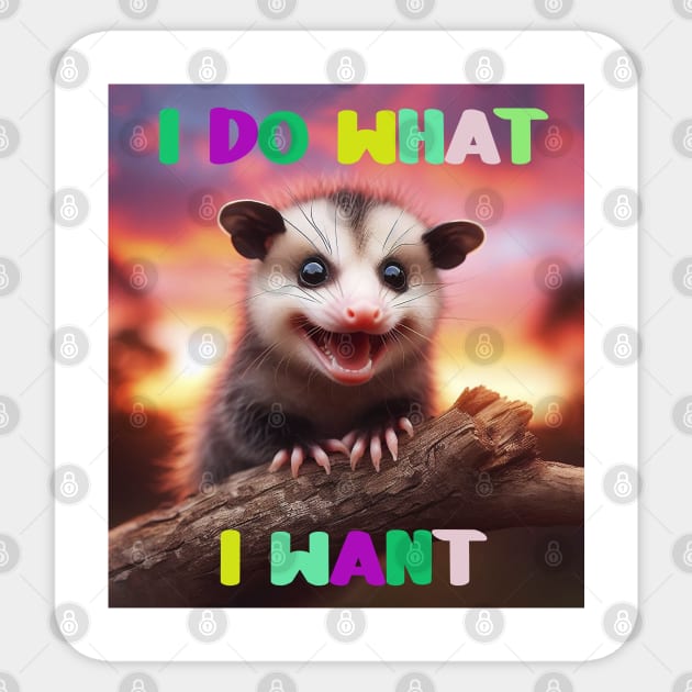 Joyful Opossum Sticker by BukovskyART